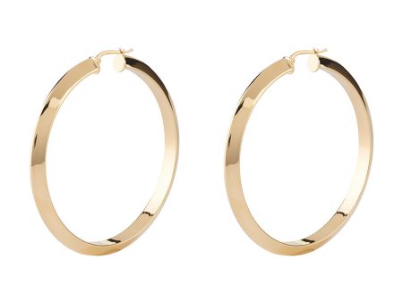 Guess Gold Plated Stainless Steel 60mm Triangle Superlight Hoop Earrings on Sale