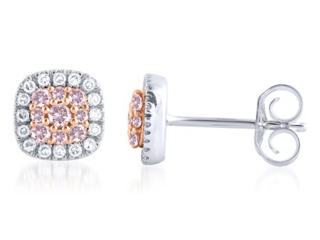 9ct  White and Rose Gold 1 3 Carat Diamond Stud Earrings With Pink Argyle Diamonds Discount