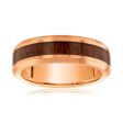 Brown Wood Pattern Rose Gold 6mm Tungsten Ring on Sale