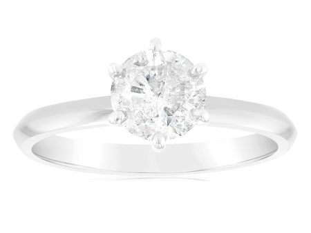 14ct White Gold Solitaire Ring with 1.00 Carat HJ P1 3 Diamond Cheap