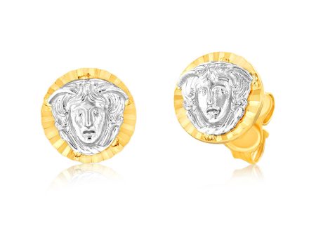 9ct Yellow And White Gold Two Toned Medusa Stud Earrings Online Hot Sale