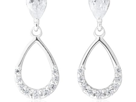 9ct White Gold Pear Shape Zirconia Drop Earrings Online Sale