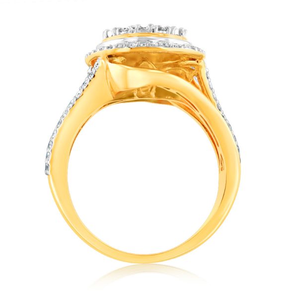 1Carat Luminesce Lab Grown 93Brilliant cut & 44Tappered cut Diamonds in 9ct Yellow gold Fashion