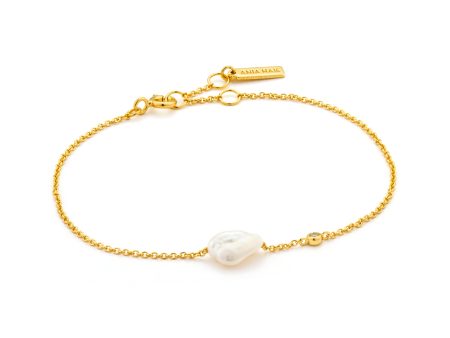 Ania Haie Gold Plated Sterling Silver Pearl Bracelet Discount