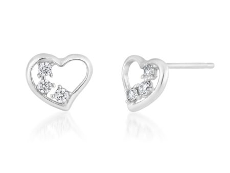 9ct White Gold Zirconia Heart Shape Studs Sale