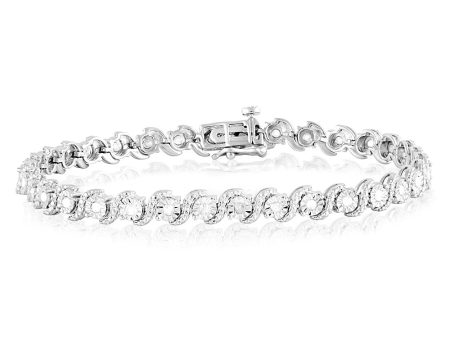 Sterling Silver 0.95 Carat Diamond 19cm Bracelet on Sale