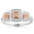 9ct White Gold 1 4 Carat Diamond Ring with 3 Pink Diamonds on Sale