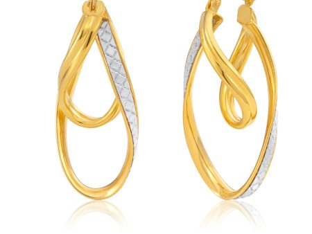 9ct Yellow Gold Silver Filled Stardust double Twist Hoops Earrings Supply