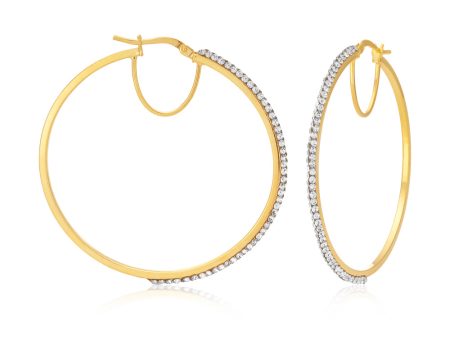 9ct Yellow Gold Filled 40mm Crystal Hoop Earrings Online Hot Sale