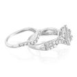 14ct White Gold 1.95 Carat Diamond Bridal 2 Ring set with Pear Centre Diamond Surrounded by Brilliant Cut Diamond Halo Online Sale