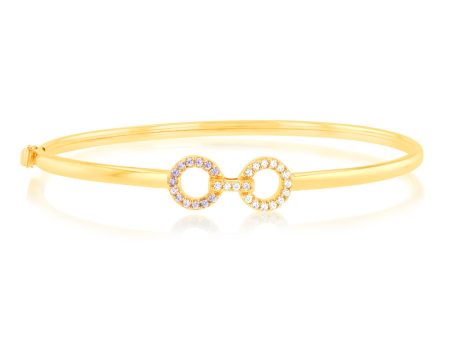 9ct Yellow Gold Silverfilled Twin Circle Fancy Bangle Online Hot Sale