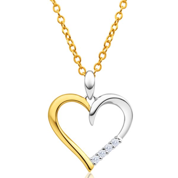 9ct Yellow Gold & White Gold Diamond Pendant Online Hot Sale