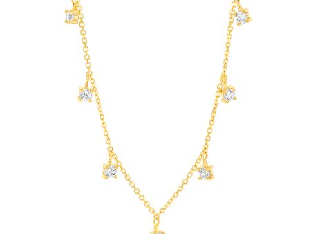 9ct Yellow Gold 2.5mm Zirconia Charm On 45cm Chain Sale