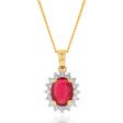 9ct Yellow Gold 1.60ct Natural Enhanced Ruby and Diamond Pendant Fashion