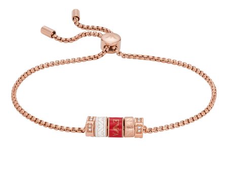 Emporio Armani Rose Gold Plated Stainless Steel Red Lacquer Components  Bracelet Online now