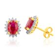 9ct Yellow Gold 2.21ct Natural Enhanced Ruby and Diamond Studs Discount