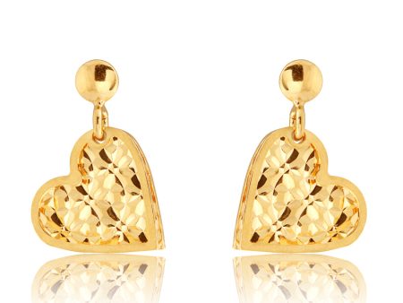 9ct Gold Silverfilled Heart Drop Earrings on Sale