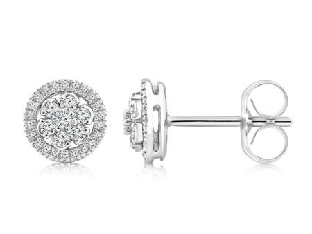 9ct White Gold Stud Earrings in 1 5 Carat Natural Diamonds Hot on Sale