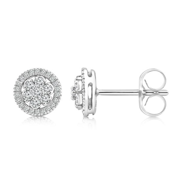 9ct White Gold Stud Earrings in 1 5 Carat Natural Diamonds Hot on Sale