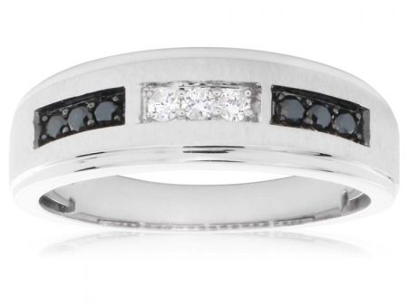 10ct White Gold Black and White Diamond Ring Online Sale