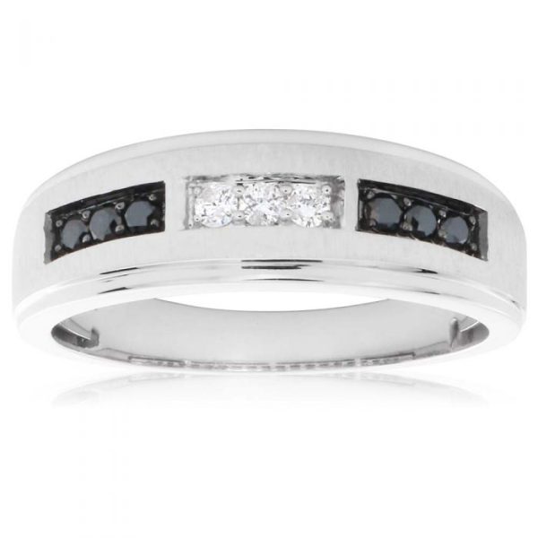 10ct White Gold Black and White Diamond Ring Online Sale