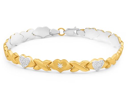 9ct Yellow Gold Silver Filled Heart Fancy 19cm Bracelet Online