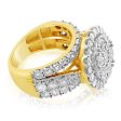 9ct Yellow Gold 2 Carat Diamond Cluster Round Dress Ring Hot on Sale