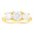 14ct Yellow Gold 2 Carat Diamond Trilogy Ring with 3 Round Brilliant Cut Diamonds For Sale