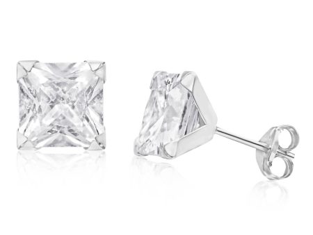 9ct White Gold Gorgeous Cubic Zirconia Stud Earrings Online Sale