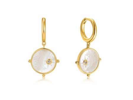 Ania Haie Gold Plated Sterling Silver wild soul Moon Emblem Huggies Earrings Online Hot Sale