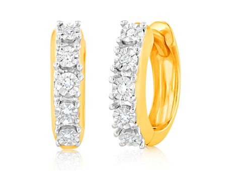 Luminesce Lab Grown Diamond Hoop Earrings in 9ct Yellow Gold on Sale