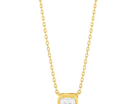 Luminesce Lab Grown 9ct Yellow Gold 1 5 Carat Diamond Emerald Shaped Bezel Pendant Fashion