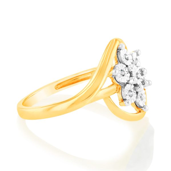 9ct Whitte & Yellow Gold Cross Over Diamond Ring Online