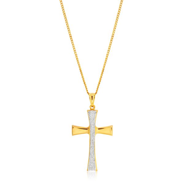 9ct Yellow Gold Silver Filled Stardust Cross Pendant Online Hot Sale