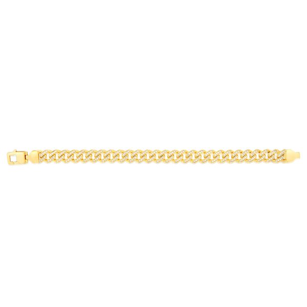 9ct Yello Gold Curb Fancy Zirconia 19cm Bracelet Online Hot Sale