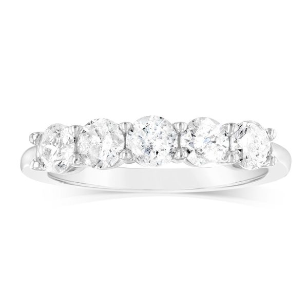 14ct White Gold 0.95 Carat Diamond Eternity Ring with 5 Round Brilliant Cut Diamonds Supply