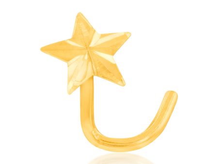 9ct Yellow Gold 4mm Diamond Cut Star Nose Stud For Sale