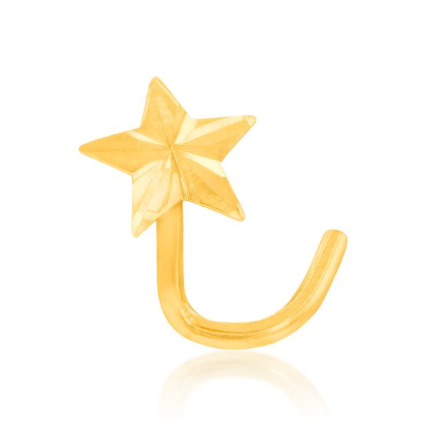 9ct Yellow Gold 4mm Diamond Cut Star Nose Stud For Sale