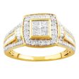 9ct Yellow Gold 1 Carat Diamond Ring with Princess Brilliant and Baguette Diamonds Online Hot Sale