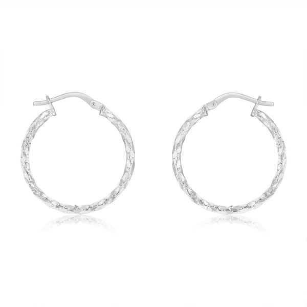 9ct White Gold Silverfilled Fancy Twisted 20mm Earrings Supply