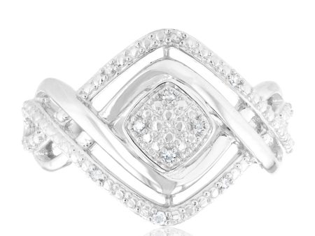 Sterling Silver Diamond Ring with 10 Brilliant Cut Diamonds For Cheap