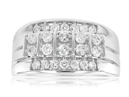 1 Carat Diamond Gents Ring in 10ct White Gold on Sale