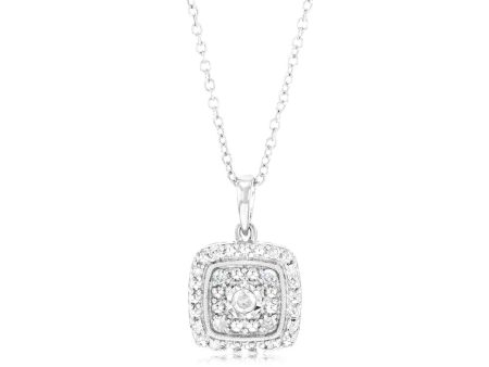 1 6 Carat Diamond Cushion Pendant in Sterling Silver Online now