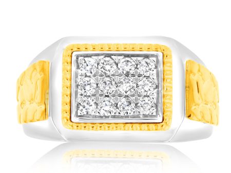 1 2 Carat Diamond Gents Ring in 10ct Yellow & White Gold Cheap