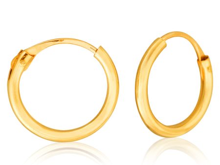 9ct Yellow Gold 1.2x9mm Hinged Hoop Earrings Online Hot Sale