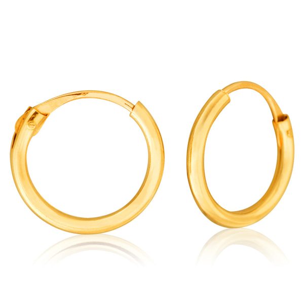 9ct Yellow Gold 1.2x9mm Hinged Hoop Earrings Online Hot Sale