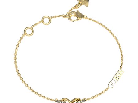 Guess Stainless Steel Gold Plated Infinity Pave Links Bracelet Sale