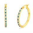 9ct Yellow Gold Silverfilled Blue Cubic Zirconia 20mm Hoop Earrings Online Sale