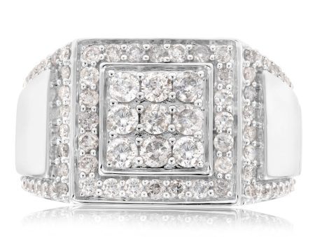 1.5 Carat Diamond Gents Ring in 10ct White Gold Fashion