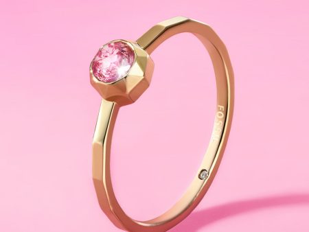 Fossil Barbie Special Edition Gold-Plated Stainless-Steel Pink Crystal Ring Cheap